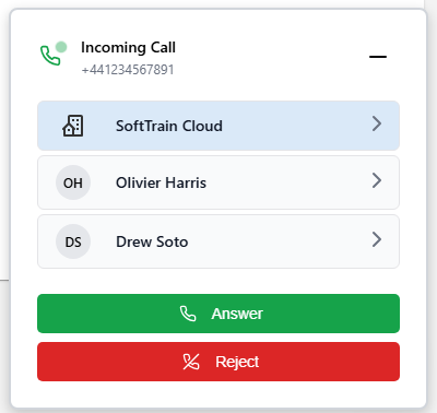 Screen-pop customer record based on incoming phone number