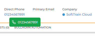 Click-to-call phone number from browser screen