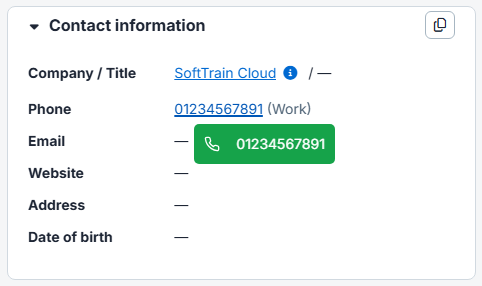 Click-to-call phone number from browser screen