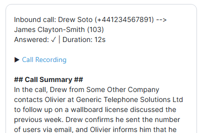 Log call information into GoHighLevel