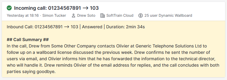 Log call information into Pipedrive