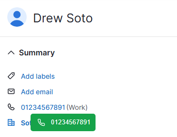 Click-to-call phone number from browser screen