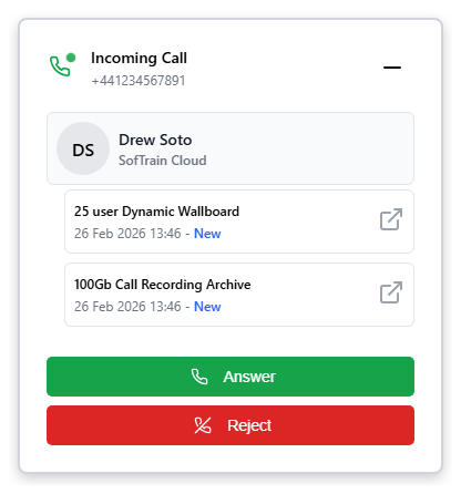 Click to open a recent case/ticket/property for the contact