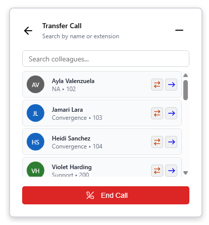 Transfer or forward call to colleagues
