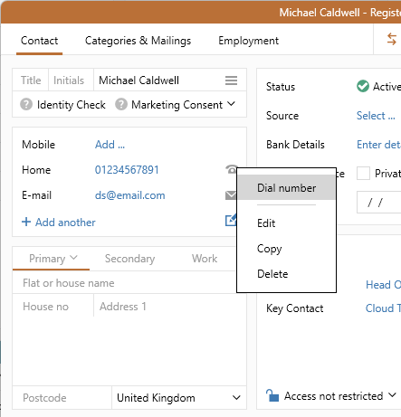Click-to-call phone number from browser screen