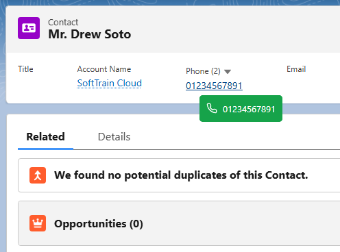 Click-to-call phone number from browser screen