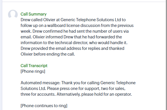 Log calls information into Microsoft Dynamics