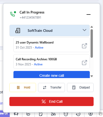 Click to open a recent case/ticket for the contact