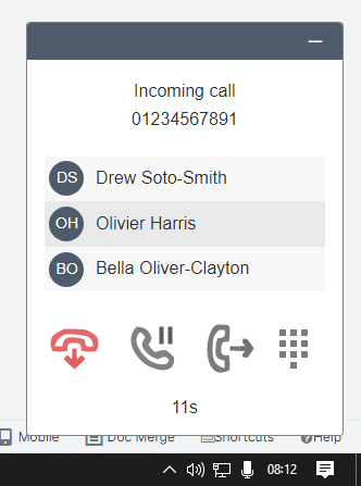 Screen-pop appears within Sugar CRM