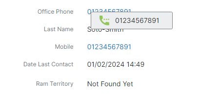 Click-to-Call functionality against Sugar CRM telephone numbers